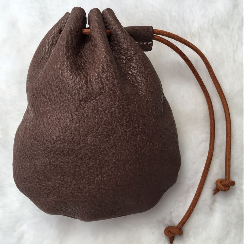 Analys CC Fantastic Workmanship Genuine Leather Drawstring Coin Purse (Coffee) - Image 2